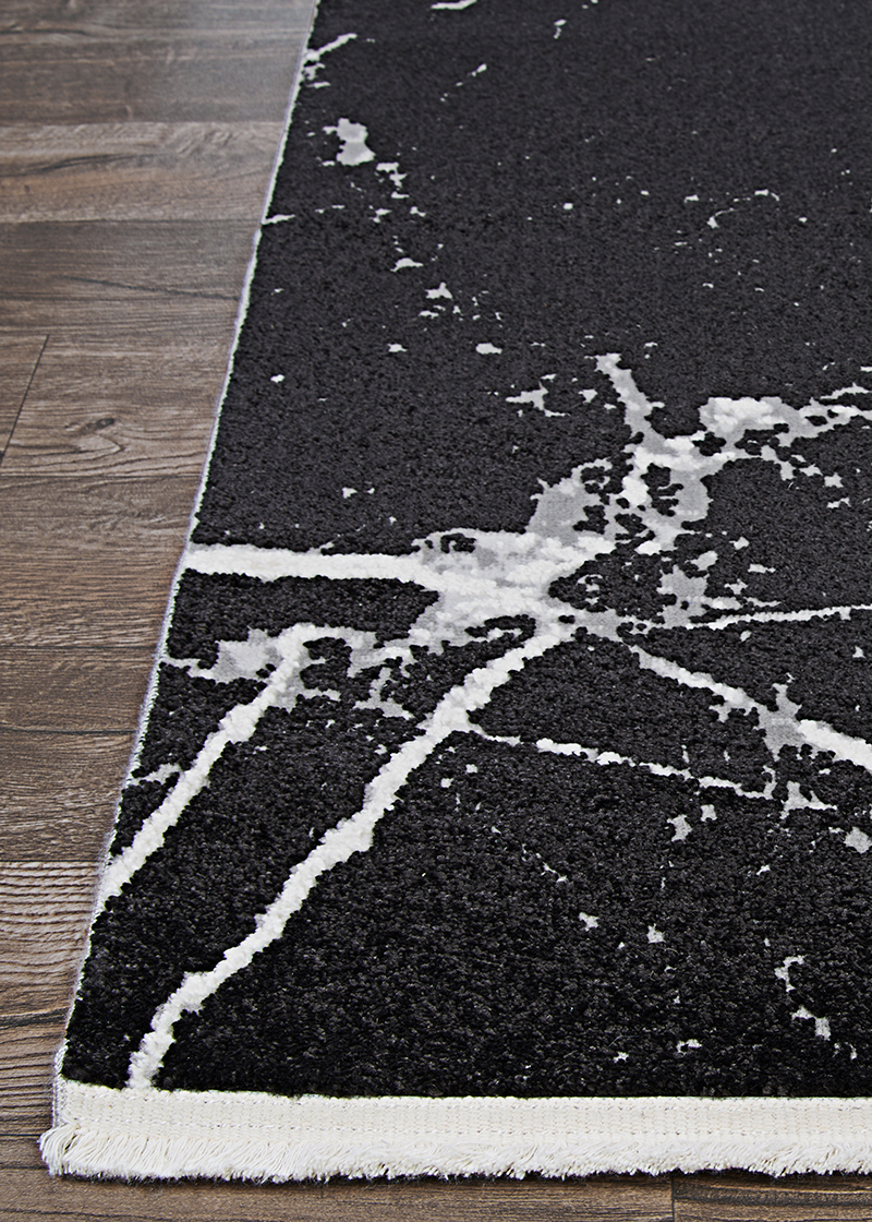 Contemporary Rugs & Transitional Rugs Marblehead Calcutta Onyx 8422/0877 Black - Charcoal & Ivory - Beige Machine Made Rug