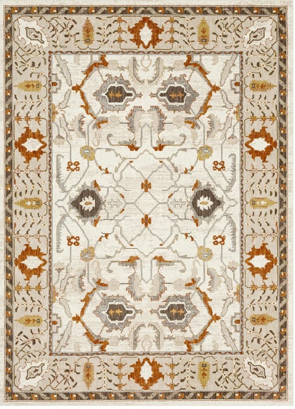 Traditional & Oriental Rugs Khamal Alabaster 92431-70044 Ivory - Beige & Camel - Taupe Machine Made Rug