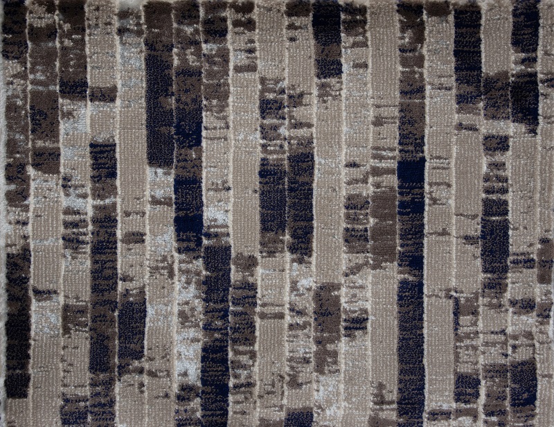 Custom & Wall to Wall Driftwater Ocean Medium Blue - Navy & Lt. Brown - Chocolate Machine Made Rug