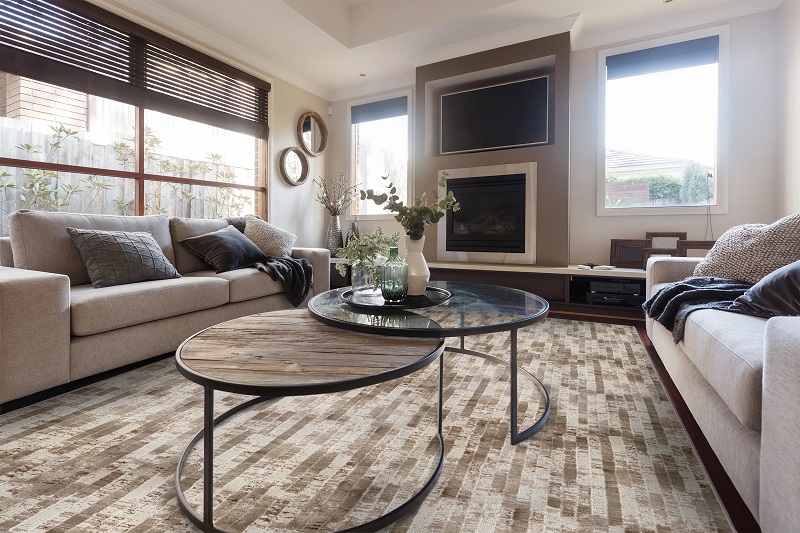 Custom & Wall to Wall Driftwater Ecru Lt. Grey - Grey & Camel - Taupe Machine Made Rug