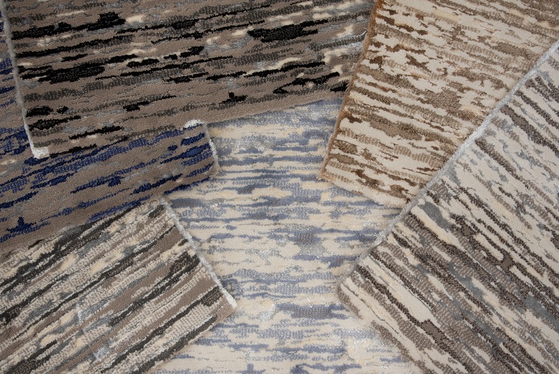 Custom & Wall to Wall Atwater Ocean Medium Blue - Navy & Lt. Grey - Grey Machine Made Rug