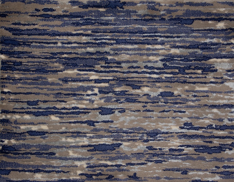 Custom Rugs, Runners & Rounds Atwater Ocean Medium Blue - Navy & Lt. Grey - Grey Machine Made Rug