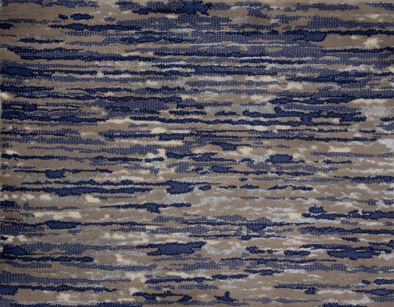 Custom & Wall to Wall Atwater Ocean Medium Blue - Navy & Lt. Grey - Grey Machine Made Rug