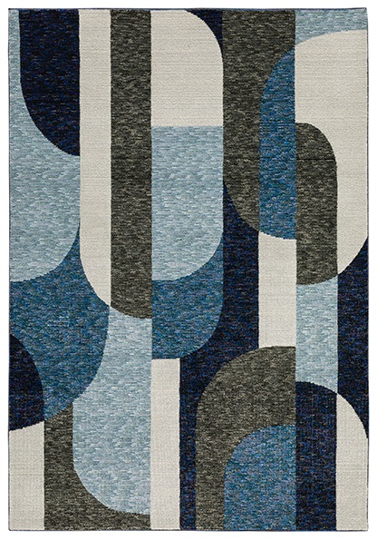 Casual & Solid Rugs Strada STR03 Medium Blue - Navy & Lt. Blue - Blue Machine Made Rug