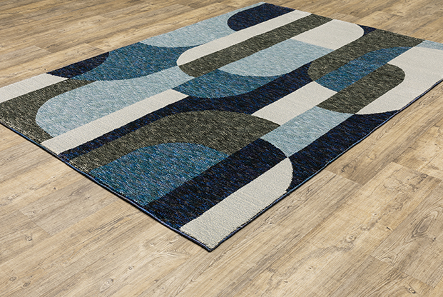 Casual & Solid Rugs Strada STR03 Medium Blue - Navy & Lt. Blue - Blue Machine Made Rug