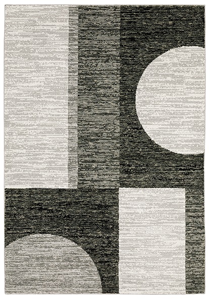 Casual & Solid Rugs Strada STR06 Black - Charcoal & Lt. Grey - Grey Machine Made Rug