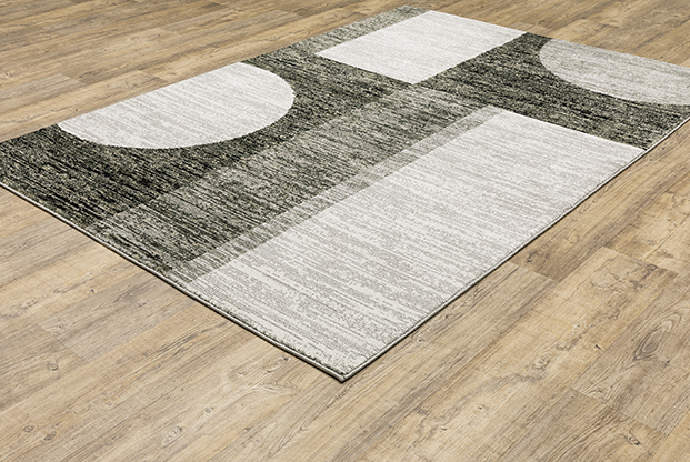 Casual & Solid Rugs Strada STR06 Black - Charcoal & Lt. Grey - Grey Machine Made Rug