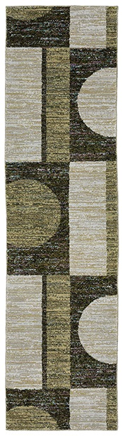 Casual & Solid Rugs Strada STR05 Black - Charcoal & Green Machine Made Rug