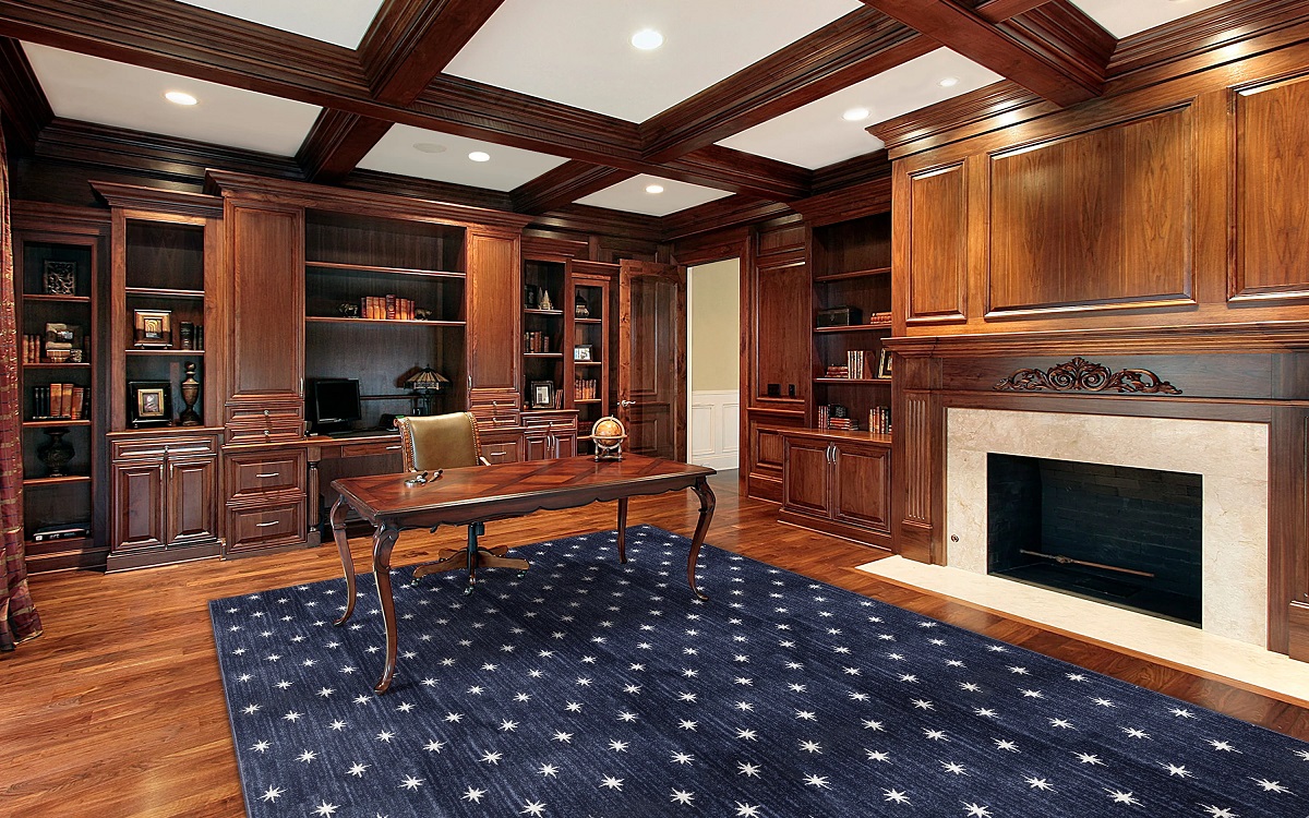 Custom Rugs, Runners & Rounds Stargazer Nautical Blue Medium Blue - Navy & Ivory - Beige Machine Made Rug
