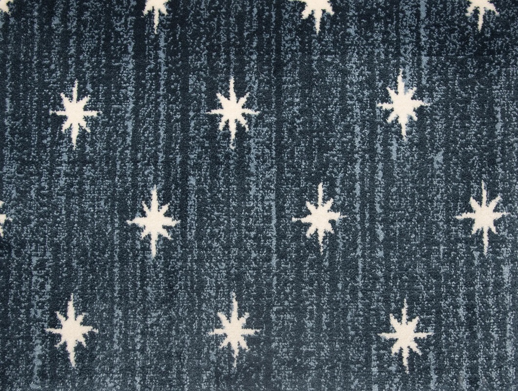 Custom & Wall to Wall Stargazer Ocean Medium Blue - Navy & Ivory - Beige Machine Made Rug