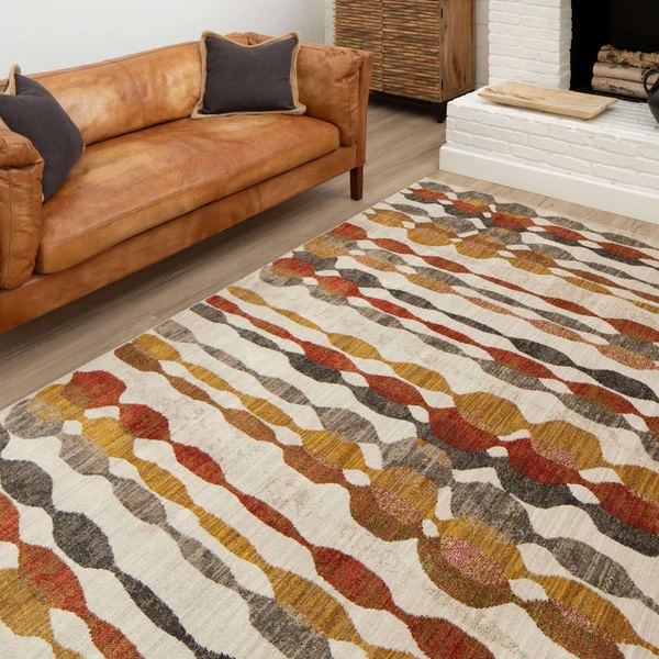 Contemporary & Modern Rugs Expressions Acoustic Ginger - By Scott Living 91821-20048 Ivory - Beige & Rust - Orange Machine Made Rug