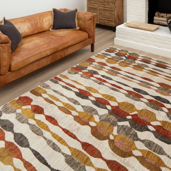 Contemporary Rugs & Transitional Rugs Expressions Acoustic Ginger - By Scott Living 91821-20048 Ivory - Beige & Rust - Orange Machine Made Rug