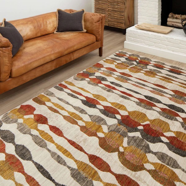 Contemporary & Transitional Rugs Expressions Acoustic Ginger - By Scott Living 91821-20048 Ivory - Beige & Rust - Orange Machine Made Rug