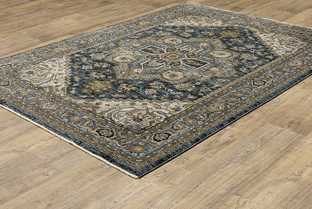 Traditional & Oriental Rugs Aberdeen 1144Q Medium Blue - Navy & Lt. Blue - Blue Machine Made Rug