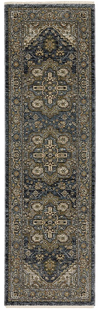 Traditional & Oriental Rugs Aberdeen 1144Q Medium Blue - Navy & Lt. Blue - Blue Machine Made Rug