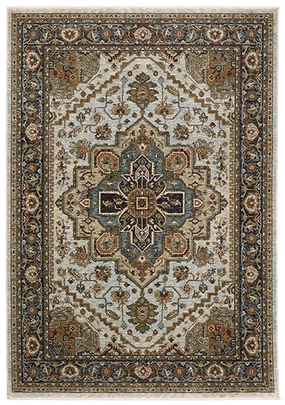 Traditional & Oriental Rugs Aberdeen 1144W Lt. Grey - Grey & Medium Blue - Navy Machine Made Rug