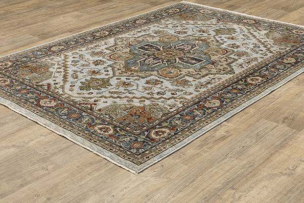 Traditional & Oriental Rugs Aberdeen 1144W Lt. Grey - Grey & Medium Blue - Navy Machine Made Rug