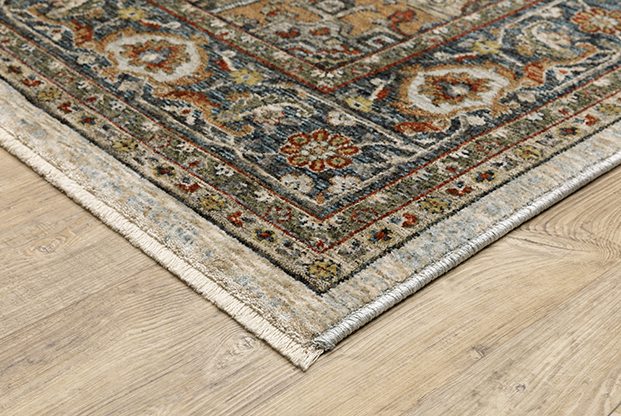 Traditional & Oriental Rugs Aberdeen 1144W Lt. Grey - Grey & Medium Blue - Navy Machine Made Rug