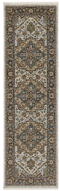 Traditional & Oriental Rugs Aberdeen 1144W Lt. Grey - Grey & Medium Blue - Navy Machine Made Rug