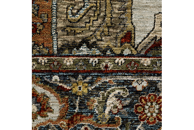 Traditional & Oriental Rugs Aberdeen 1144W Lt. Grey - Grey & Medium Blue - Navy Machine Made Rug