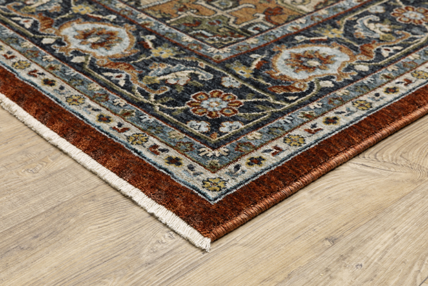 Traditional & Oriental Rugs Aberdeen 1144R Red - Burgundy & Medium Blue - Navy Machine Made Rug