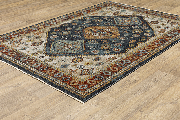 Traditional & Oriental Rugs Aberdeen 5W Lt. Grey - Grey & Medium Blue - Navy Machine Made Rug