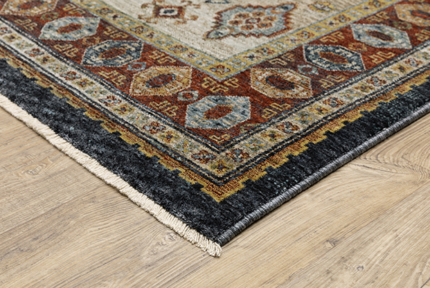 Traditional & Oriental Rugs Aberdeen 5W Lt. Grey - Grey & Medium Blue - Navy Machine Made Rug