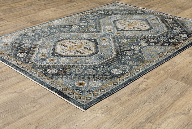 Traditional & Oriental Rugs Aberdeen 7150B Lt. Blue - Blue & Medium Blue - Navy Machine Made Rug