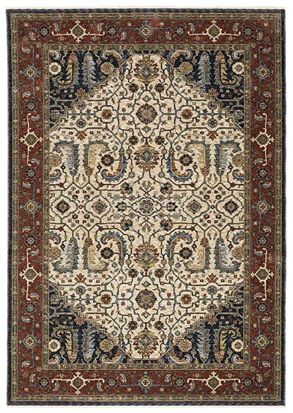 Traditional & Oriental Rugs Aberdeen 752W Lt. Grey - Grey & Red - Burgundy Machine Made Rug