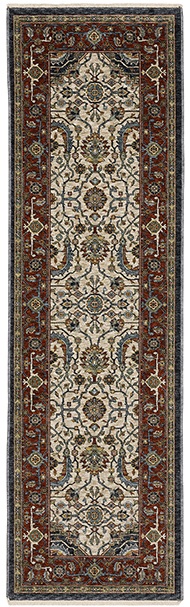 Traditional & Oriental Rugs Aberdeen 752W Lt. Grey - Grey & Red - Burgundy Machine Made Rug