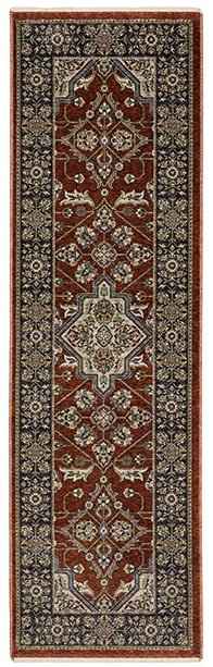 Traditional & Oriental Rugs Aberdeen 4151R Red - Burgundy & Medium Blue - Navy Machine Made Rug