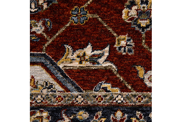 Traditional & Oriental Rugs Aberdeen 4151R Red - Burgundy & Medium Blue - Navy Machine Made Rug