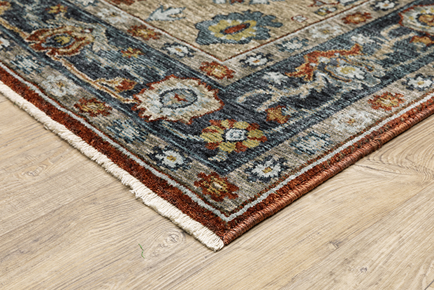 Traditional & Oriental Rugs Aberdeen 1143H Camel - Taupe & Medium Blue - Navy Machine Made Rug