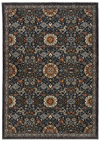 Traditional & Oriental Rugs Aberdeen 6B Medium Blue - Navy & Multi Machine Made Rug