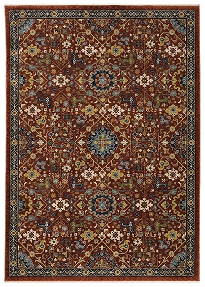 Traditional & Oriental Rugs Aberdeen 6R Red - Burgundy & Multi Machine Made Rug