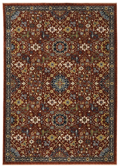 Traditional & Oriental Rugs Aberdeen 6R Red - Burgundy & Multi Machine Made Rug