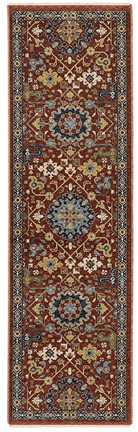 Traditional & Oriental Rugs Aberdeen 6R Red - Burgundy & Multi Machine Made Rug