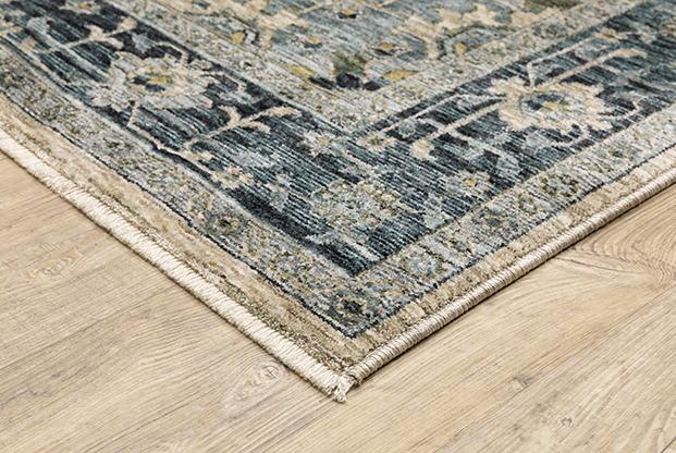 Traditional & Oriental Rugs Aberdeen 51G Green & Medium Blue - Navy Machine Made Rug