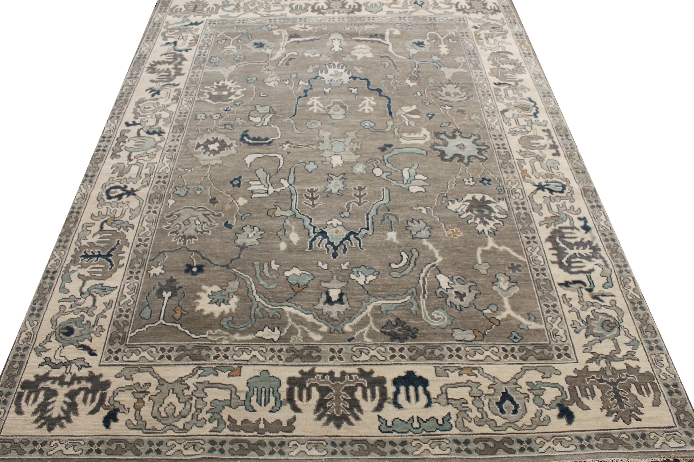 Oushak Rugs Oushak 27352 Lt. Grey - Grey & Ivory - Beige Hand Knotted Rug