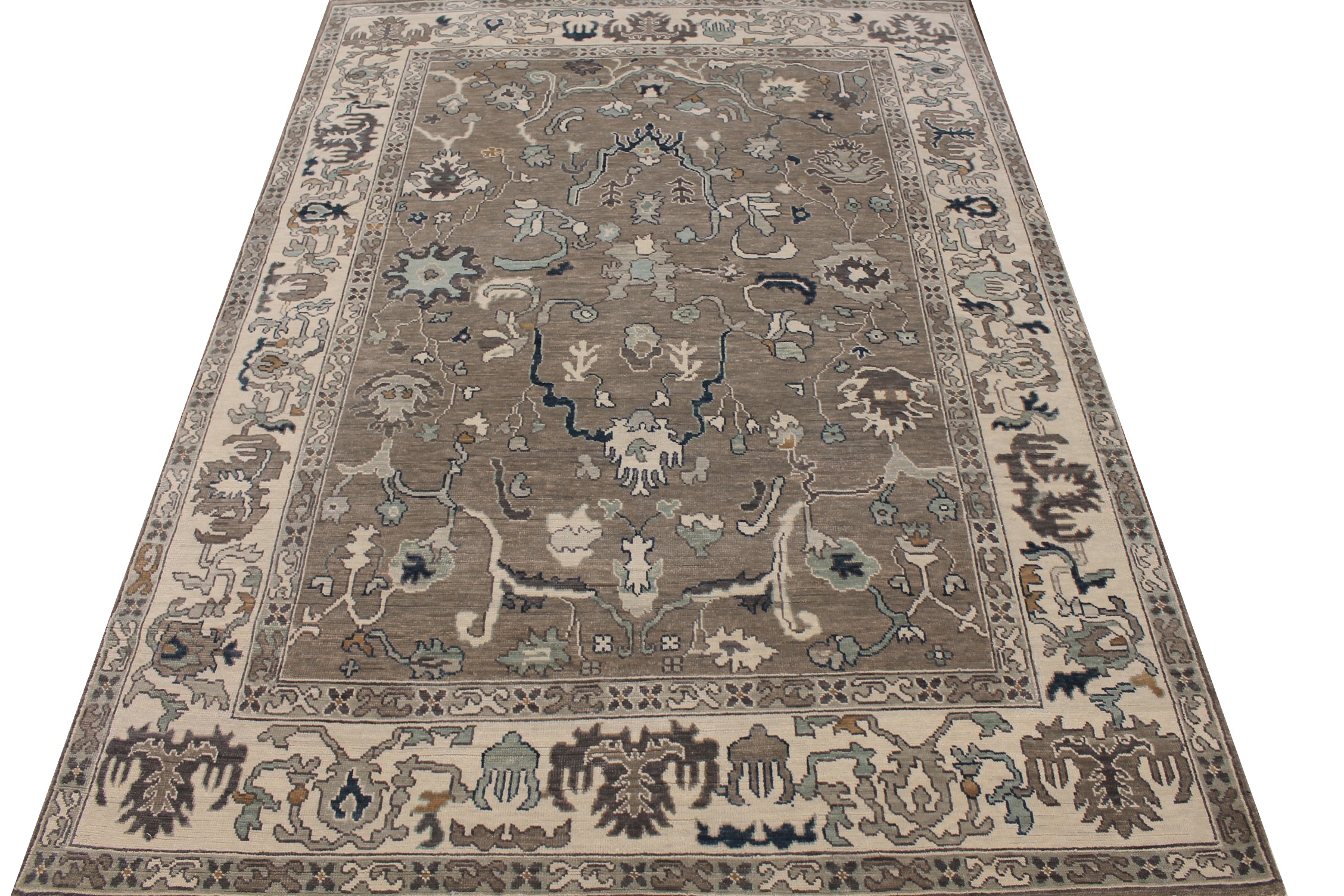 Oushak Rugs Oushak 27352 Lt. Grey - Grey & Ivory - Beige Hand Knotted Rug