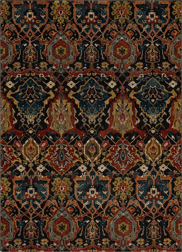Traditional & Oriental Rugs Spice Market Glenmore Charcoal 92371/90097 Black - Charcoal & Multi Machine Made Rug