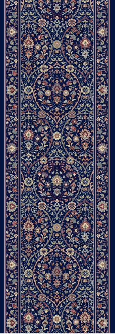 Hall & Stair Runner Rugs Brilliant 7278-500 Medium Blue - Navy Machine Made Rug