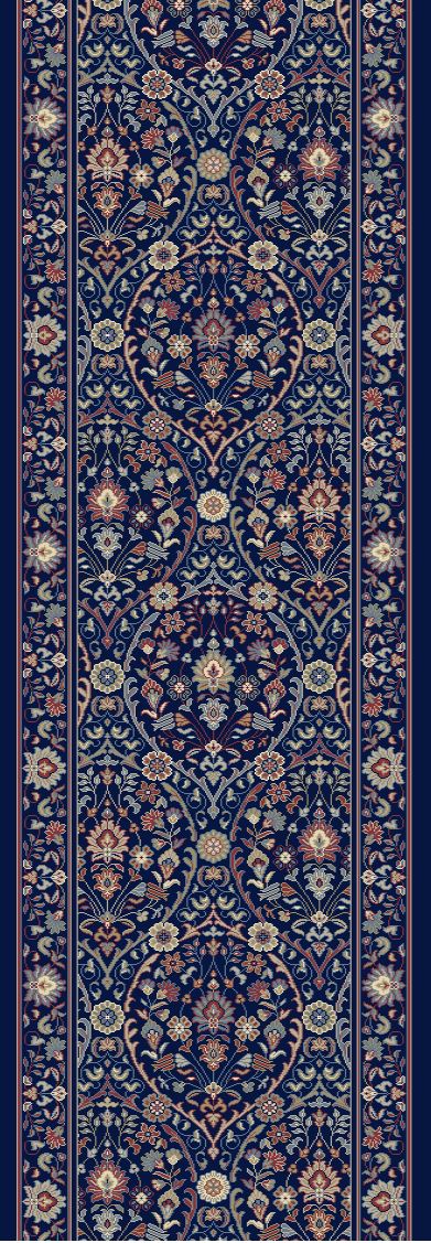 Hall & Stair Runners Brilliant 7278-500 Medium Blue - Navy Machine Made Rug