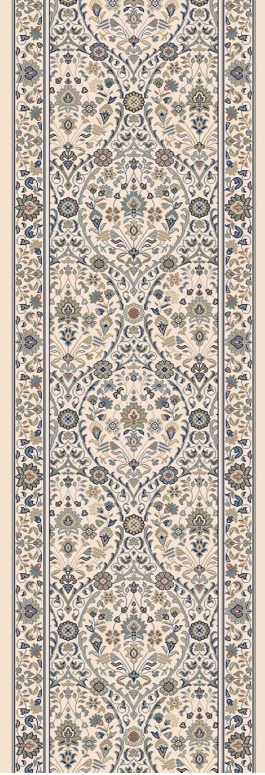 Hall & Stair Runner Rugs Brilliant 7278-100 Ivory - Beige Machine Made Rug