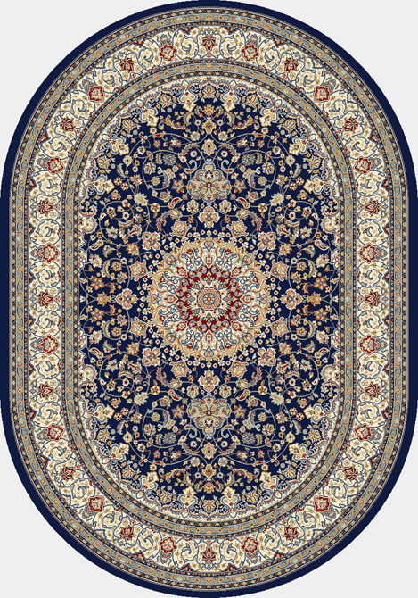 Octagon, Square & Round Rugs Ancient Garden 57119-3434 Round and Oval Medium Blue - Navy & Ivory - Beige Machine Made Rug