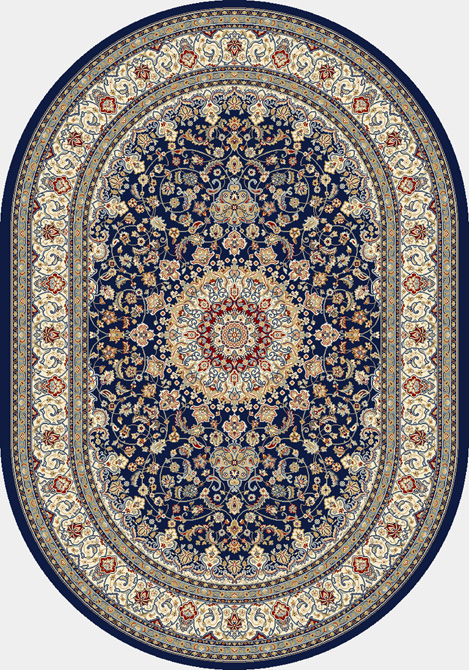 Round, Octagon & Square Rugs Ancient Garden 57119-3434 Round and Oval Medium Blue - Navy & Ivory - Beige Machine Made Rug