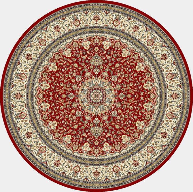 Octagon, Square & Round Rugs Ancient Garden 57119-1414 Round and Oval Red - Burgundy & Ivory - Beige Machine Made Rug