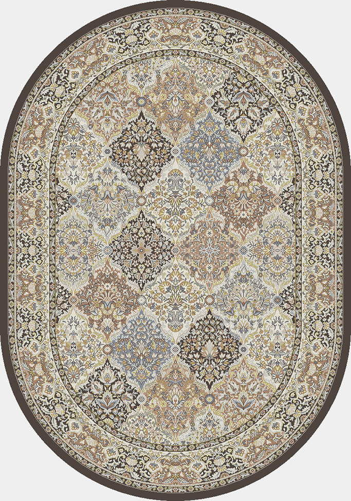 Round & Octagon Rugs Ancient Garden 57008-3235 Round and Oval Multi & Black - Charcoal Machine Made Rug