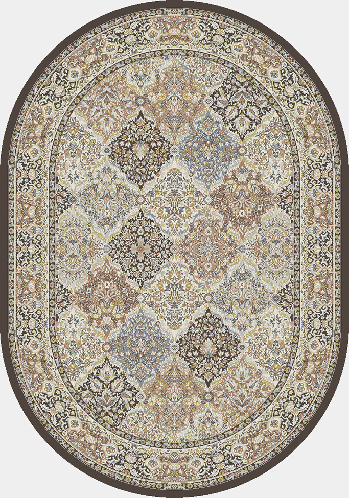 Octagon, Square & Round Rugs Ancient Garden 57008-3235 Round and Oval Multi & Black - Charcoal Machine Made Rug