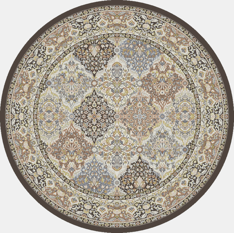 Round & Octagon Rugs Ancient Garden 57008-3235 Round and Oval Multi & Black - Charcoal Machine Made Rug